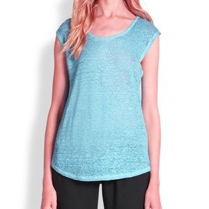 Joie Torrance Linen Slub Top Turquoise